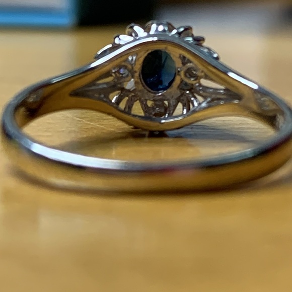 Platinum Sapphire & Diamond Cocktail Ring Size 5 Total Carat Weight 0.38 - Picture 8 of 16